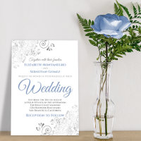 Silver Frills Simple Chic Bleu et Mariage gris