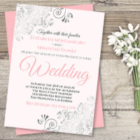 Silver Frills Simple Chic rose et gris Mariage