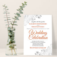 Silver Frills Terracotta Coral sur Mariage blanc