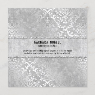 Invitation Silver Glimmer Damask Mariage élégant