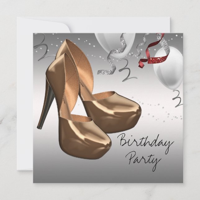 Invitation Silver Gold High talon chaussures fête d'anniversa (Devant)