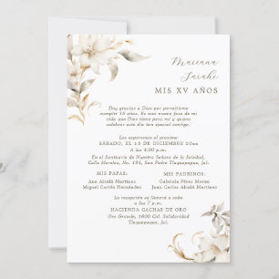 Invitation Silver & Gold Quinceañera en espagnol