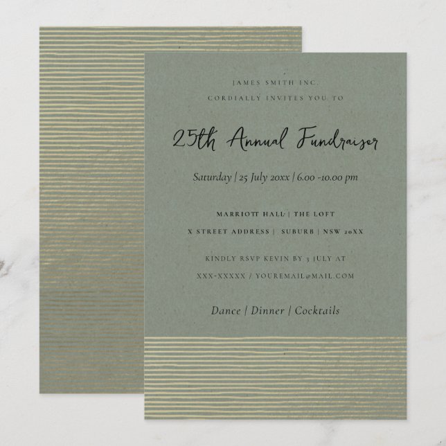 INVITATION SILVER GRAY SKETCH STRIPED LINE ÉVÉNEMENT D'ENTREP (Devant / Derrière)