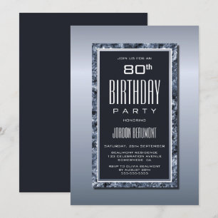 Invitation Silver Grey 80e fête d'anniversaire