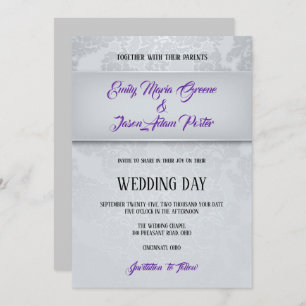 Invitation Silver Grey Mariage damassé