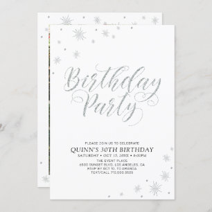 Invitation Silver Modern Chic Adulte fête d'anniversaire
