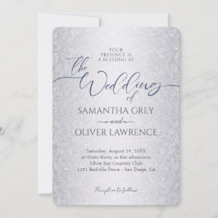 Invitation Silver Modern Mariage damassé