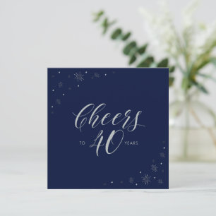 Invitation Silver Navy Blue Cheers 40e Carré de fête d'annive