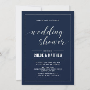 Invitation Silver & Navy Simple Mariage Moderne sous la Dou