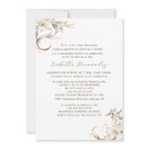 Silver, or et blanc Floral espagnol Quinceañera