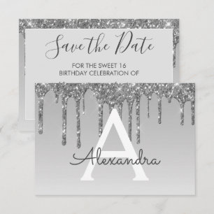 Invitation Silver Parties scintillant Sweet 16 Enregistrer la
