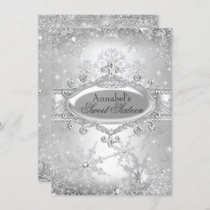 Invitation Silver Princess Winter Wonderland Sweet 16 Invitat