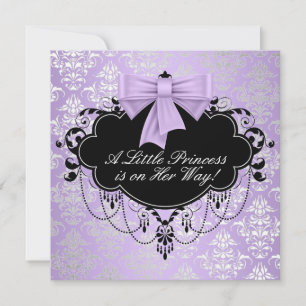 Invitation Silver Purple Black Princesse Baby Girl Douche