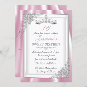 Invitation Silver rose Diamond Flocon de neige Tiara Sweet 16