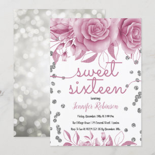 Invitation Silver Rose rose doux 16   Lumières de Parties sci