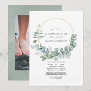 Invitation Silver Sage Eucalyptus Célébration de la vie Photo