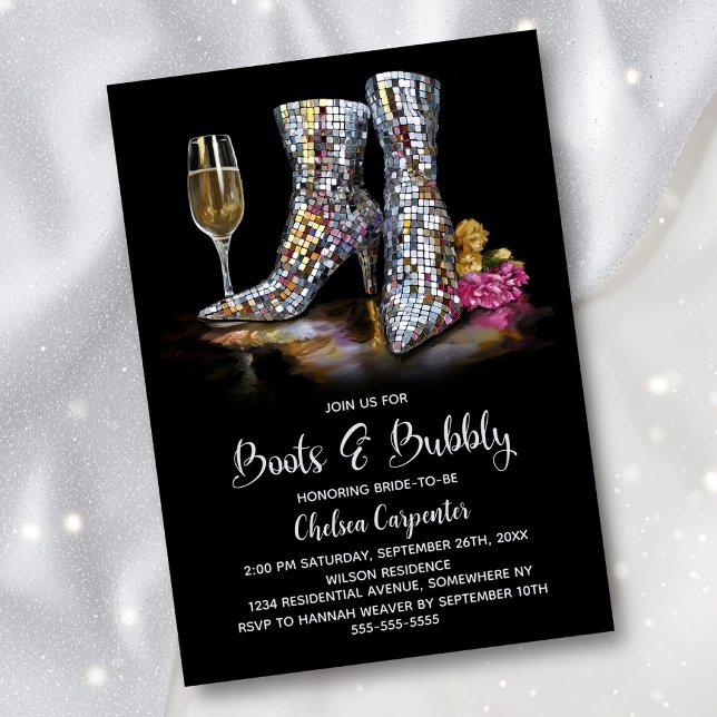 Invitation Silver Sequin Boots and Bubbly Bridal Shower (Créateur téléchargé)