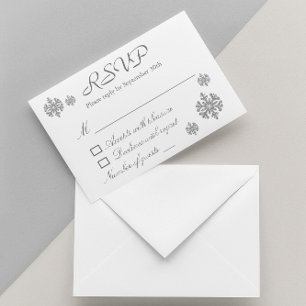 Invitation Silver Snowflake Mariage hiver RSVP