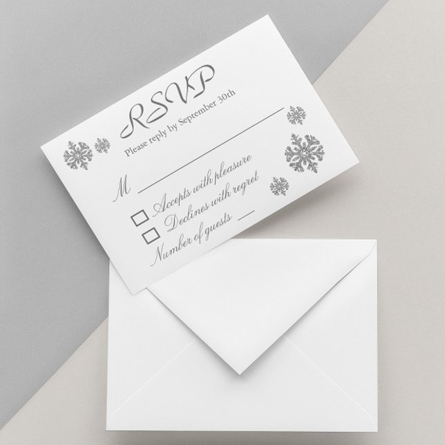 Invitation Silver Snowflake Mariage hiver RSVP (Créateur téléchargé)