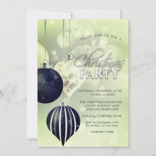 Invitation Silver Snowflakes, Balls Green Christmas Company