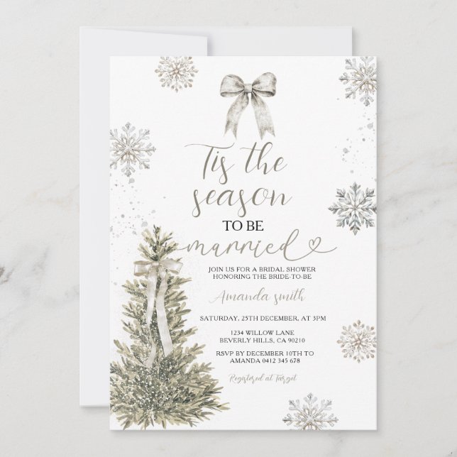 Invitation Silver Snowflakes Tis The Season to Be Married  (Devant)