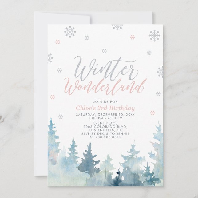 Invitation Silver Snowflakes Winter Wonderland 3e anniversair (Devant)