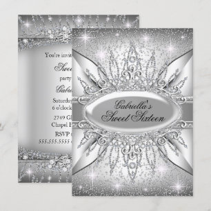 Invitation Silver Sparkle Diamond Sweet 16