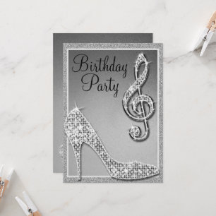 Invitation Silver Stiletto & Treble Clef Anniversaire