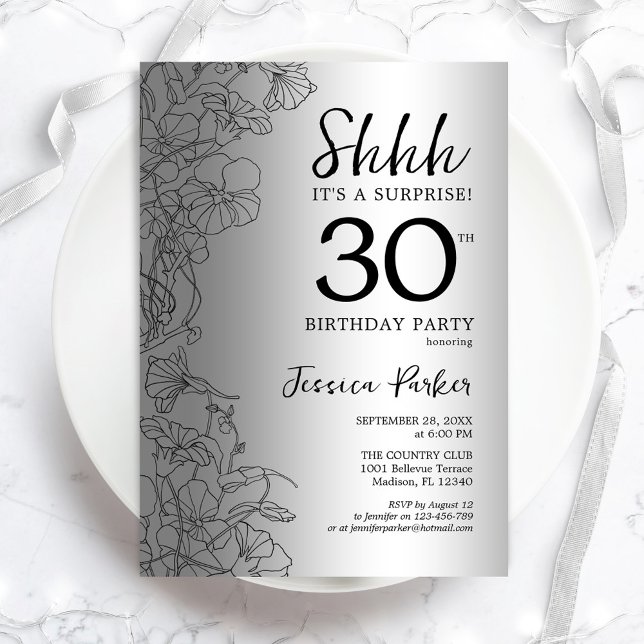 Invitation Silver Surprise 30e anniversaire (Créateur téléchargé)