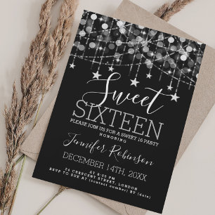 Invitation Silver Sweet 16 Anniversaire Éclairage à cordes