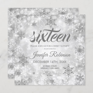 Invitation Silver Sweet d'hiver 16 Parties scintillant Sparkl