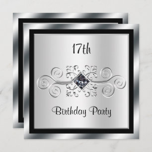 Invitation Silver Swirls & Diamond 17e anniversaire