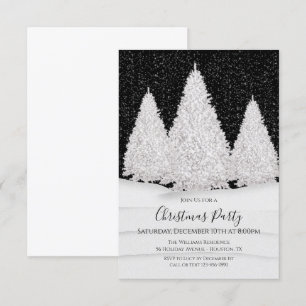 Invitation Silver Tree's Snowy Wintry scène de nuit Noël