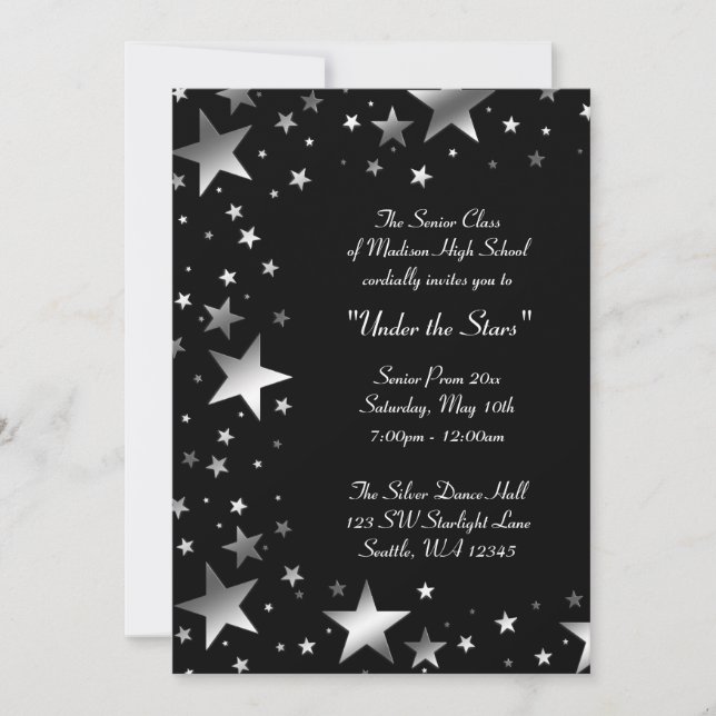 Invitation Silver Under the Stars Prom Formal (Devant)