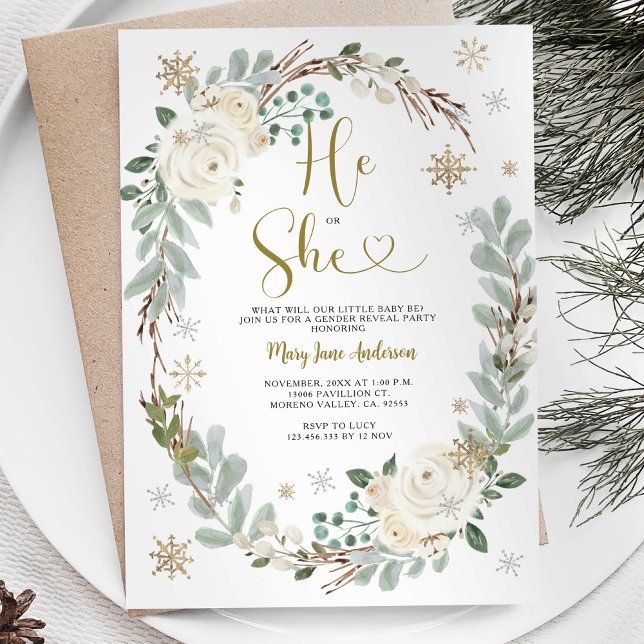 Invitation Silver White Gold Noël Genre Reveine (Créateur téléchargé)