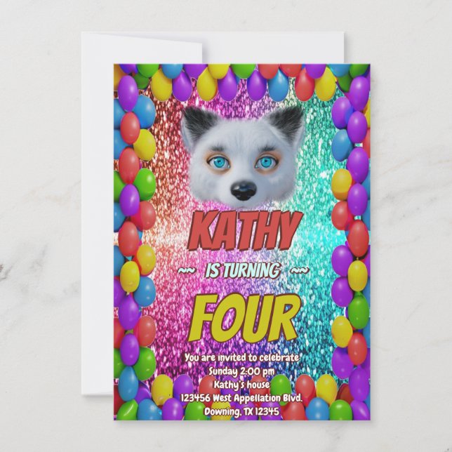 Invitation Silver Wild Fox Fun Festive Anniversaire invitatio (Devant)