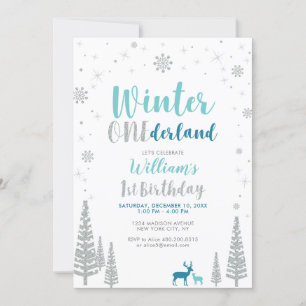 Invitation Silver Winter onederland 1er anniversaire garçon