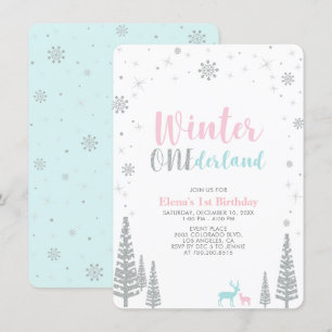 Invitation Silver Winter onederland 1ère fête d'anniversaire