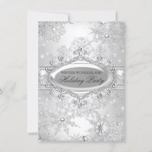 Invitation Silver Winter Wonderland Fête de Noël