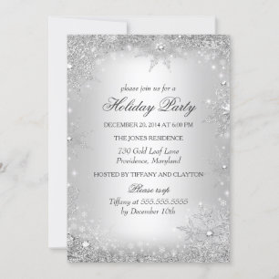 Invitation Silver Winter Wonderland Fête de Noël