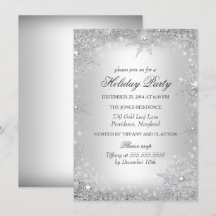 Invitation Silver Winter Wonderland Fête de Noël