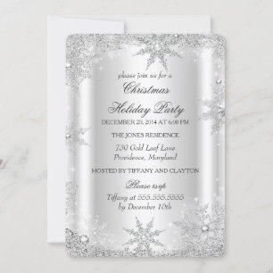 Invitation Silver Winter Wonderland Noël Fête de Noël 2