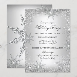 Invitation Silver Winter Wonderland Noël Fête de Noël 2