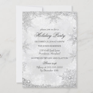 Invitation Silver Winter Wonderland Noël Fête de Noël A