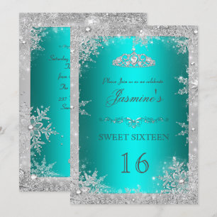 Invitation Silver Winter Wonderland turquoise doux 16 Invitat