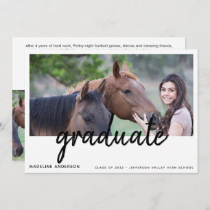 Invitation Simple 4 Photo Script Graduation Party