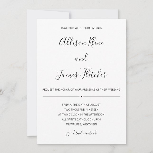 Invitation simple à deux côtés avec RSVP en ligne (Devant)