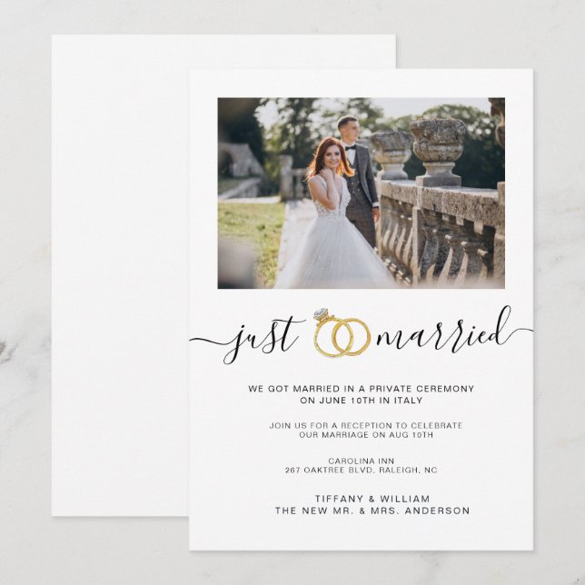 Invitation Simple annonce de mariage  Photo de couple  (Devant / Derrière)