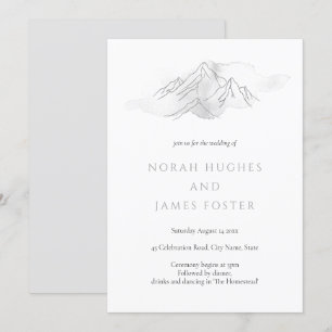 Invitation Simple aquarelle Montagne Élégant Mariage naturel