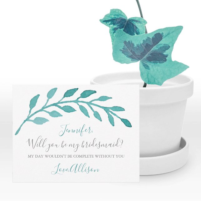 Invitation Simple Aquarelle Turquoise Serez-Vous Ma Femme D'A (Créateur téléchargé)